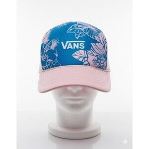 VANS Summertime Mesh Snapback Trucker Hat Pink Blue Floral Tropical Beach Aloha